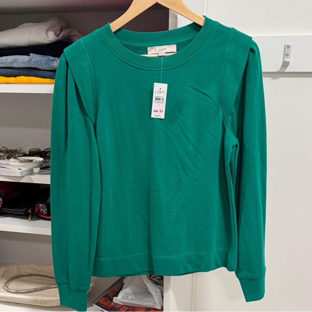 LOFT Vibrant Green Crew Neck Top